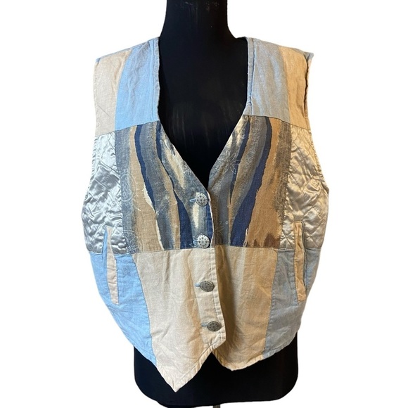 Vintage Active Stuff Cotton Semi Denim Patchwork Vest - Picture 5 of 16